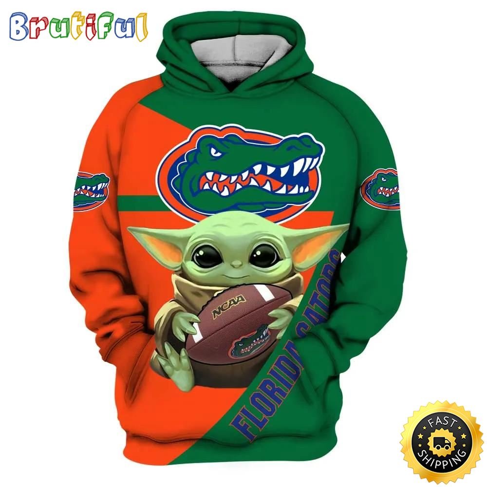Baby Yoda Hug Ball Florida Gators 3d Hoodie Gifts For Florida Gators Fans -