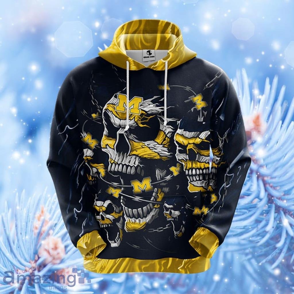 michigan-wolverines-ncaa-skull-funny-yellow-hoodie-zip-hoodie-3d-all-over-print-gift-for-fans